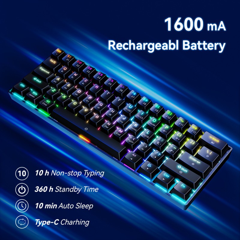 Mechanical Keyboard Manufacturer - Three Mode 61 Key RGB Tea Shaft