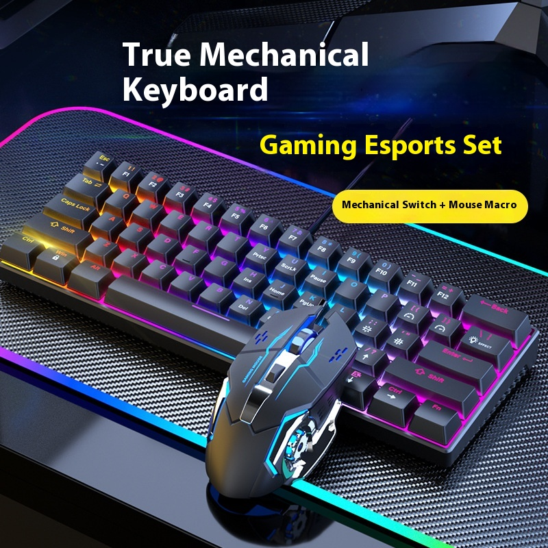 Keyboard Mouse Set Factory - RGB Backlit Blue Switch USB Macro