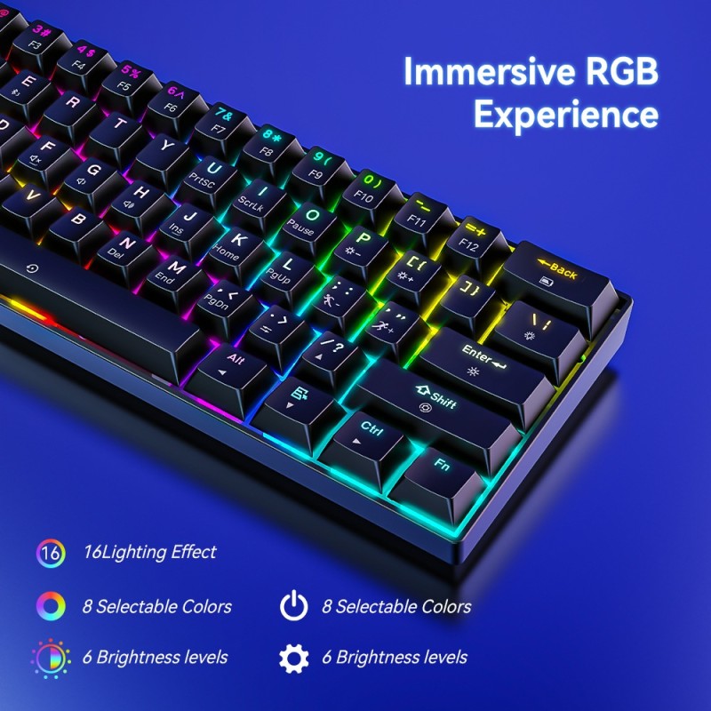 Mechanical Keyboard Manufacturer - Three Mode 61 Key RGB Tea Shaft