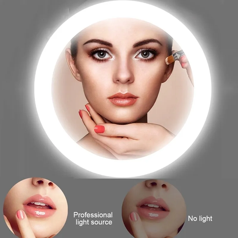 Usb Rechargeable Vanity Led Lighted Travel Make up Mirror Desktop Makeup Mirror With Lights