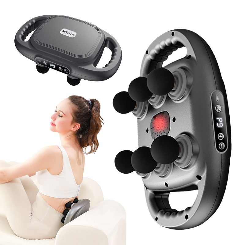 Fascia Gun With Six Massage Heads Backrest Massager Gun Deep Tissue Professional Muscle for Full Body Muscle Pain Relief