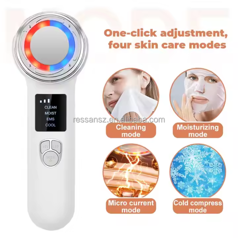 5-in-1 Facial Massager Microcurrent Facial Device Home Lifting Light Therapy Facial Device Suitable for Neck Eyes and Face