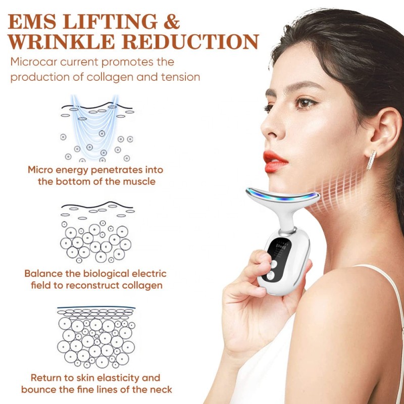 Home Use Beauty Products Ems Neck Lift Equipment Face & Neck Rejuvenation Lifting Massager Facial Lifting Led Beauty Device