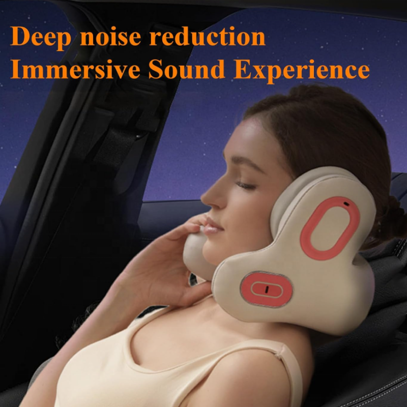 Travel Neck Pillow with Bluetooth Noise Cancelling Headset U Shape Memory Foam Airplane Pillows for Personal Care & Head Support