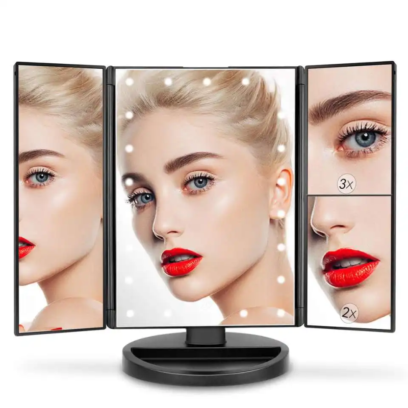 Manufacturer Custom Cheap Cat Shape Detachable Pocket Vanity Smart Mirror Led Dimming Desk Makeup Stand up Mirror With Light