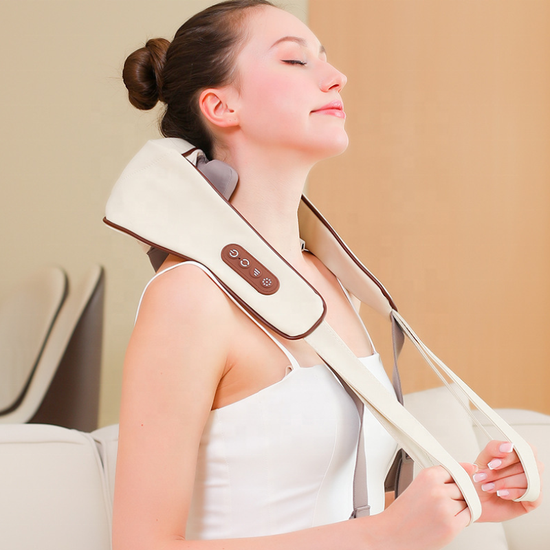 Portable Recharge Neck and Shoulder Massager Cordless Lymphatic Neck Massager with Heat for Pain Relief Deep Tissue