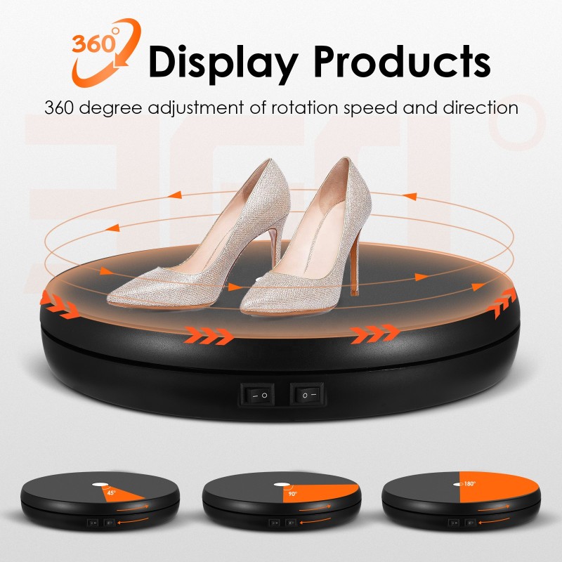 25cm Electric Display Stand With Lights 360 Degree Turntable Jewelry Holder USB Power for Photography Shooting