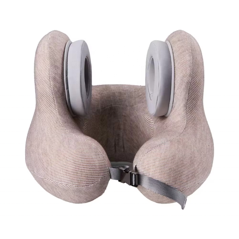 Travel Neck Pillow with Bluetooth Noise Cancelling Headset U Shape Memory Foam Airplane Pillows for Personal Care & Head Support