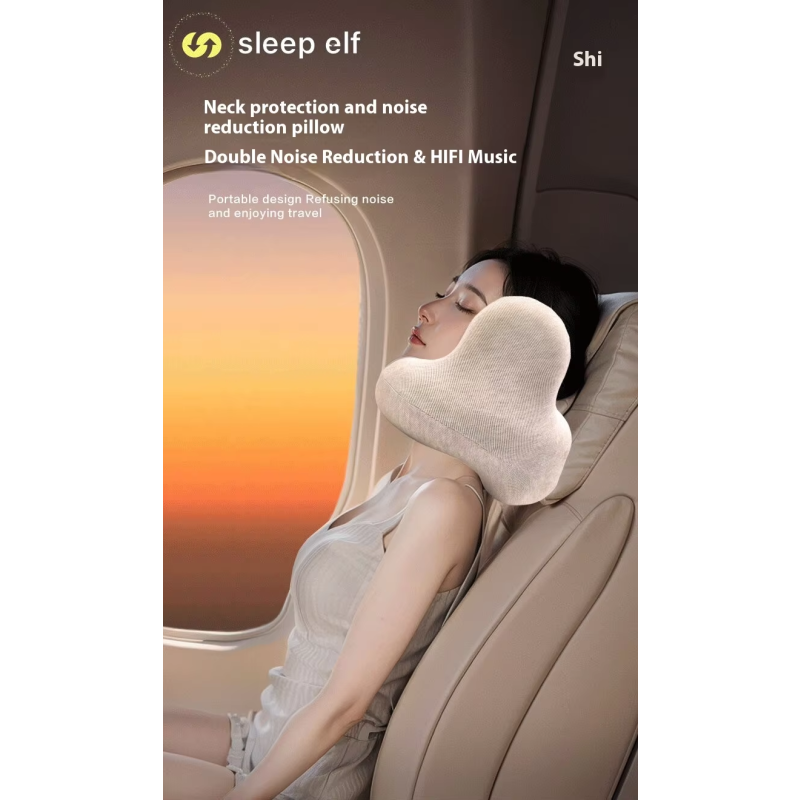 Neck Music  Logo Packaging Portable Support Memory Foam Travel Pillow Airplane U Shaped Neck Pillow