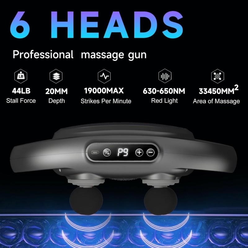 Custom Logo Best Hand Held Portable Pro Muscle Massage Gun Machine Parts Deep Tissue Vibration Body With 6 Massage Head