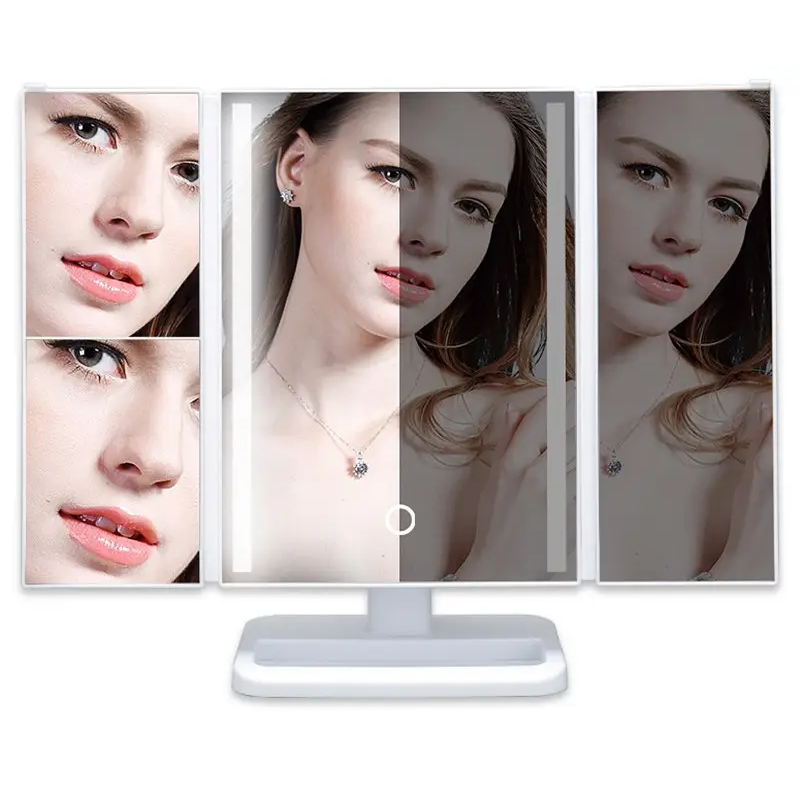 22 Portable Touch Control 2x 3x 10x Magnification Lighted Vanity Mirror Trifold Led Makeup Mirror With Led Light