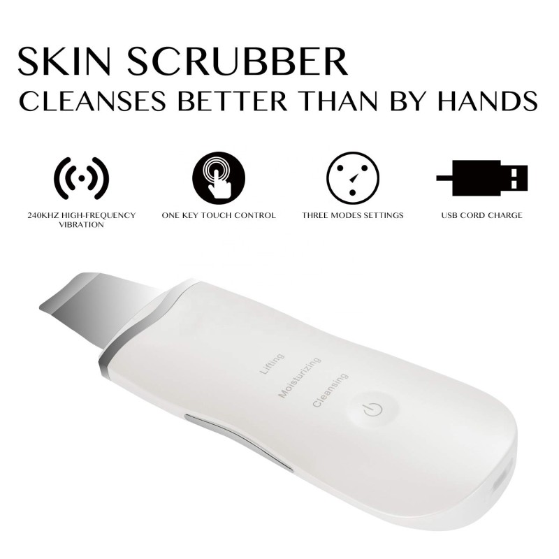 Ultrasonic Skin Scraper Peeling Blackhead Remover Deep Face Cleaning Lifting Acne Pore Cleaner Facial Spatula Shovel Cleanser
