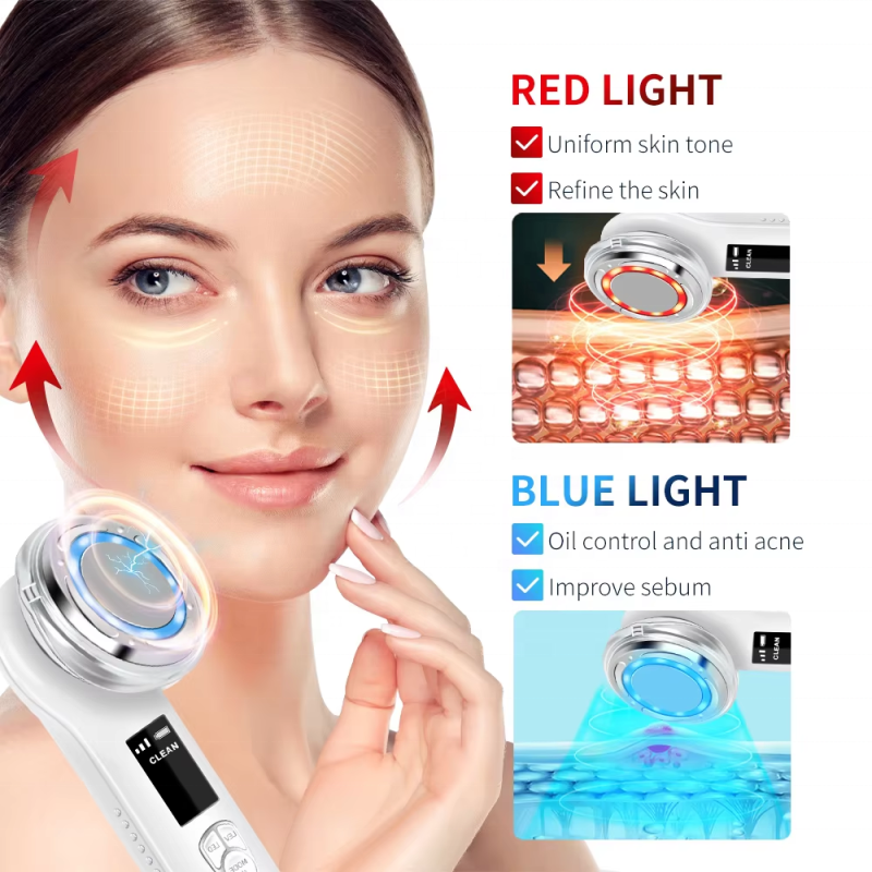 5-in-1 Facial Massager Microcurrent Facial Device Home Lifting Light Therapy Facial Device Suitable for Neck Eyes and Face