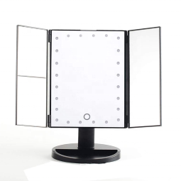 Makeup Mirror Vanity Mirror with Lights 22 LED Trifold Mirrors Touch Control 1x/2x/3x Magnification Two Power Supply