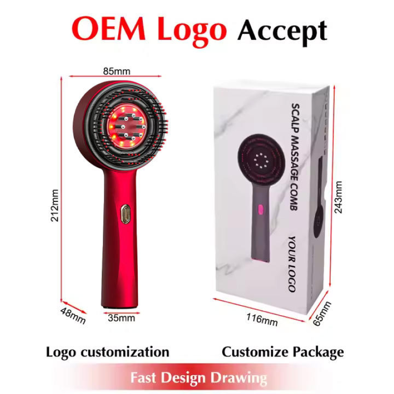 2025 Portable Rechargeable Smart Head Scalp Massage Brush Electric Oil Red Light Therapy Comb for Hair Growth Makeup Tools