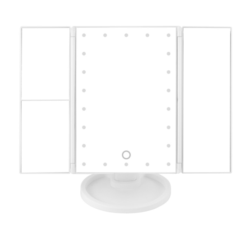 Makeup LED Mirror Lights Makeup Trifold Mirror 22 LED Vanity Lighted up Mirror With Touch Screen Dual Power Supply