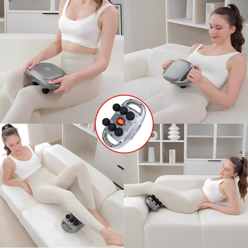 6 Head Massage Gun Deep Tissue With 9 Levels & 9 Modes Electric Massager Tool for Legs, Arms, Waist, Back, Buttocks
