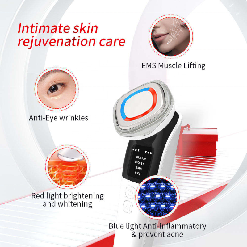 Home Use Skin Care Tools Mini Vibration Face Lift Device Led Light Therapy Beauty Machine