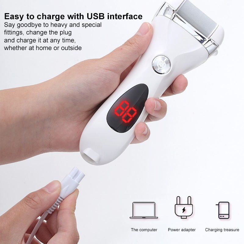 Hot Sales Rechargeable Callous Removers 3 Grinding Heads Waterproof Foot Scrubber File Professional Pedicure Tools Feet Care Kit