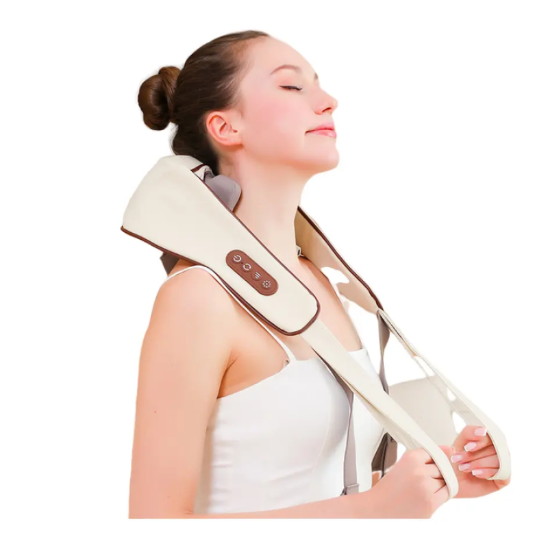 Electric Neck Massager with Heat Cordless Shiatsu Neck Shoulder Massager Pillows Portable Kneading Massager