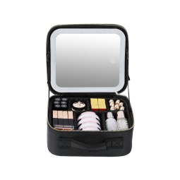 Travel Makeup Train Case Bag Large Cosmetic Case Professional Portable Makeup Brush Holder Organizer and Storage With Led Mirror