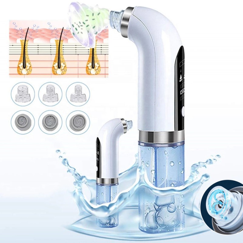 2023 Innovative New Trending Design Pore Cleanser 6 Suction Probes Water Circle Vacuum Blackhead Remover