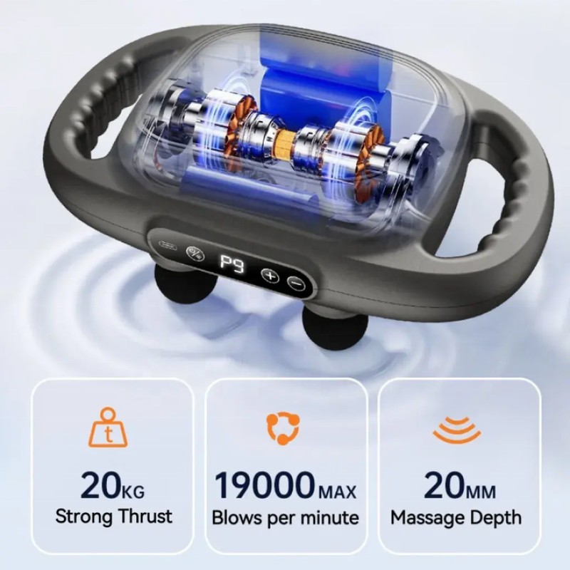 6 Head Massage Gun Deep Tissue With 9 Levels & 9 Modes Electric Massager Tool for Legs, Arms, Waist, Back, Buttocks