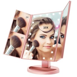 Factory Wholesale 1x/2x/3x Magnification 22LED Mirror Touch Screen Two Power Supply Modes Make up Mirror