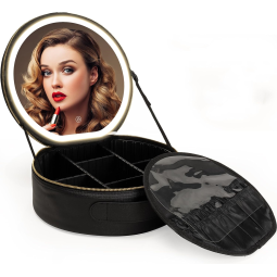 Large Professional Portable Makeup Train Case with Adjustable Dividers Travel Cosmetic Bag Brush Holder Including Makeup Mirror