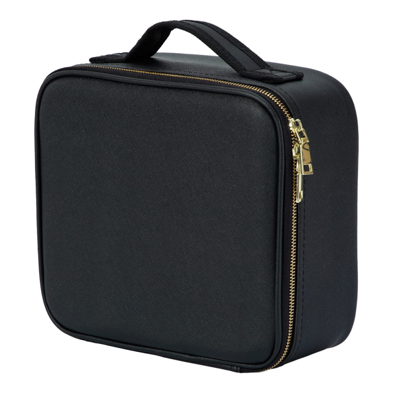 Personalized PU Leather Makeup Bag with LED Lighted Mirror Travel Vanity Case with Dividers for Cosmetics