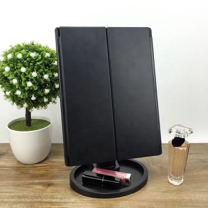 Tri-fold Vanity Mirror Light with 10x Magnetic Small Lens 1X/2X/3X Magnification Touch Control
