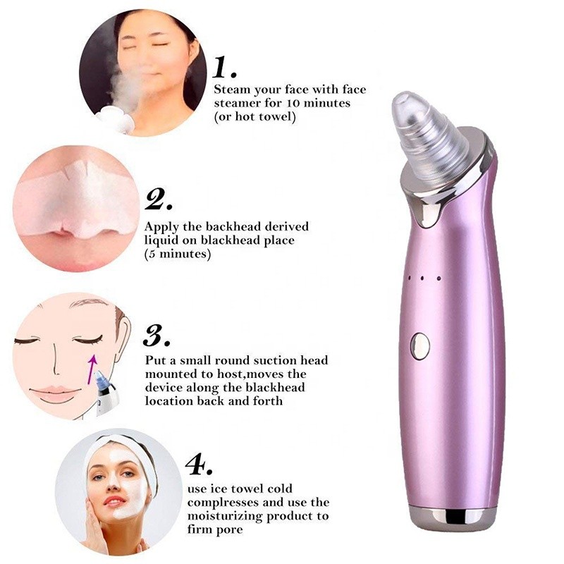 Facial Blackhead Remover Vacuum Pore Adsorber Electric Pimple Blackhead Cleaner USB Rechargeable Water Cycle Face Cleaning Tool