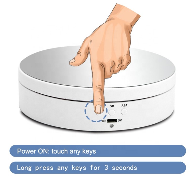 Rotating Display Stand with LED Light Electric Turntable 360 Degrees Adjustable Lighting for Jewelry Crystal, Photography, Video