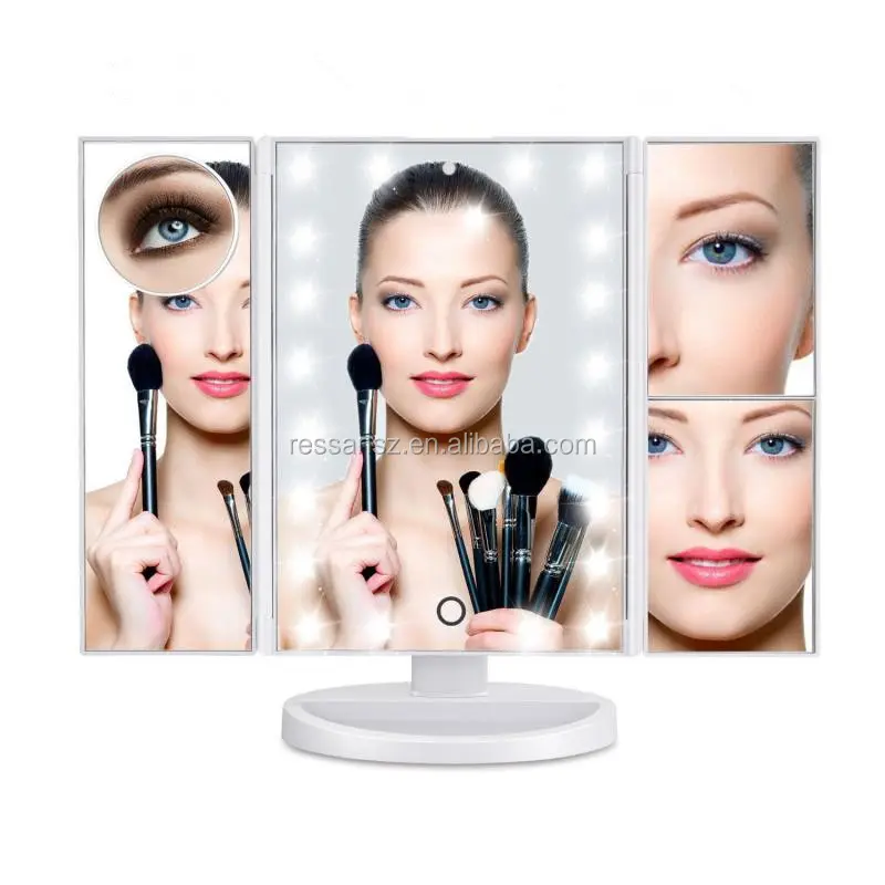 22 Portable Touch Control 2x 3x 10x Magnification Lighted Vanity Mirror Trifold Led Makeup Mirror With Led Light