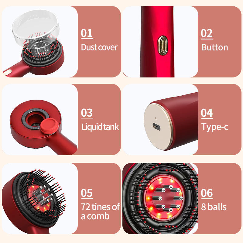 Electric Vibration Massage Comb for Hair Growth Follicle Comb Scalp Oil Liquid Applicator Anti-Loss Head Makeup Tool