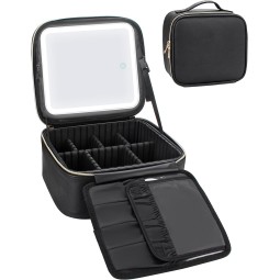 LED Lighted Desktop Mirror Travel Makeup Bag Multiple Color Setting Cosmetic Makeup Box Organizer Vanity Case Three Day Delivery