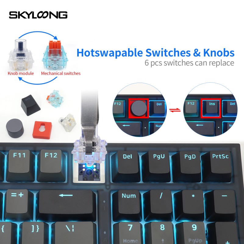 Wireless Keyboard Supplier - SKYLOONG GK980 Black Semi Transparent