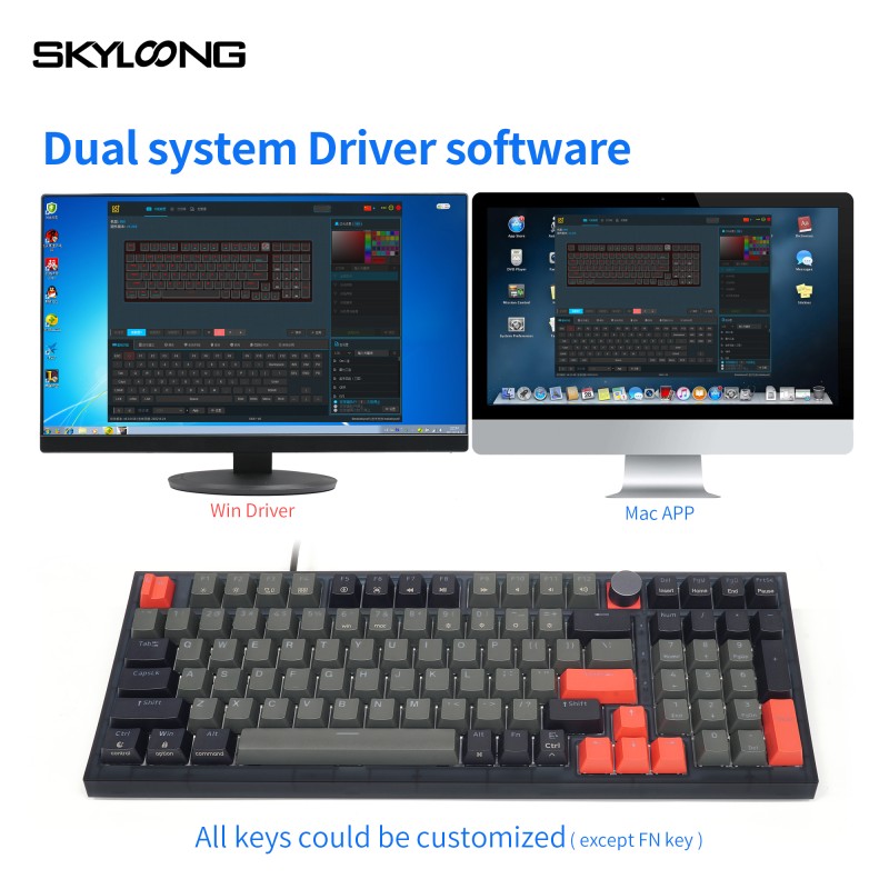Wireless Keyboard Supplier - SKYLOONG GK980 Black Semi Transparent