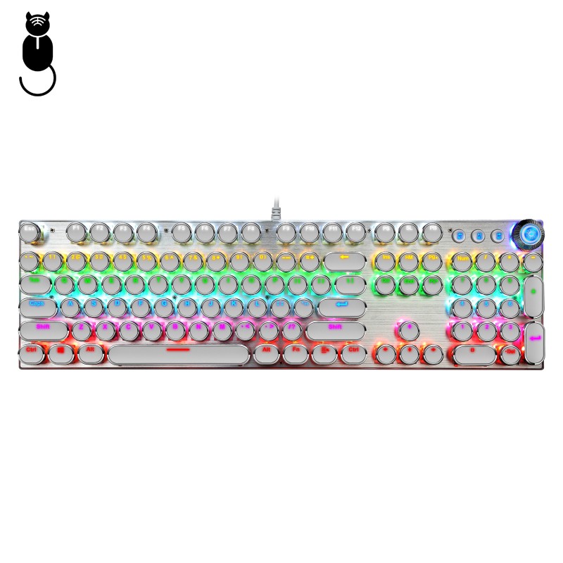 Steampunk Keyboard Factory - 104Key Metal Panel Gaming Mechanical Keyboard