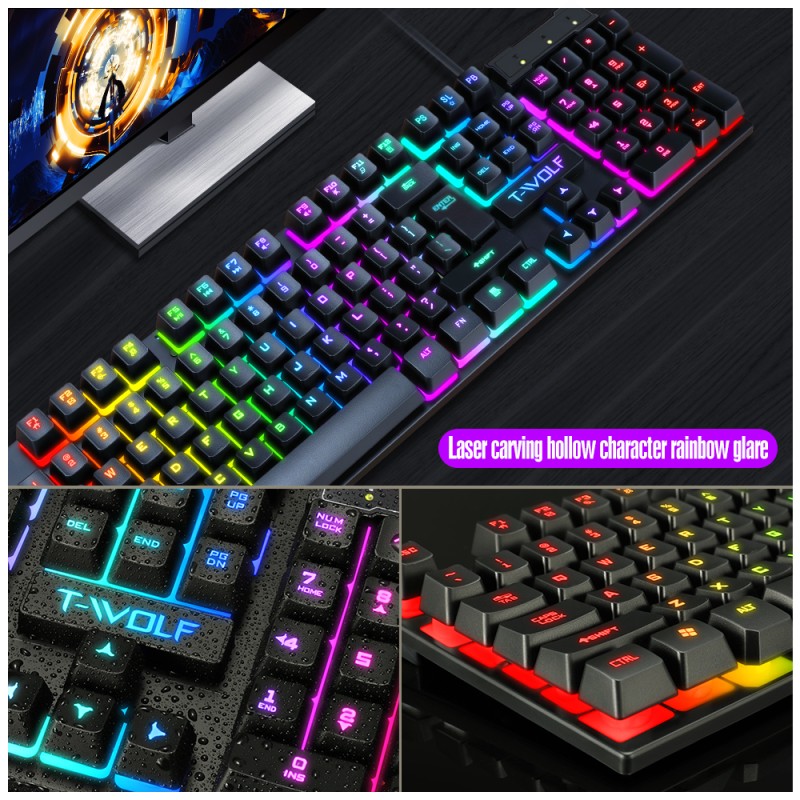 Wired Keyboard Mouse Set Manufacturer - USB Game Character Luminous Spanish