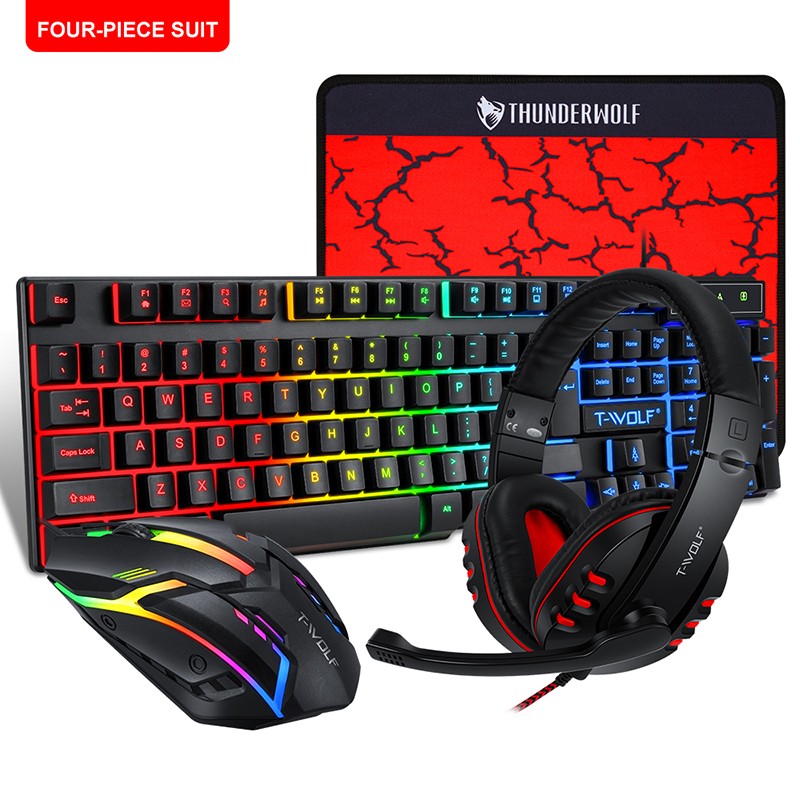 Keyboard Mouse Headset Combo Factory - Four-piece Luminous Game Office Home