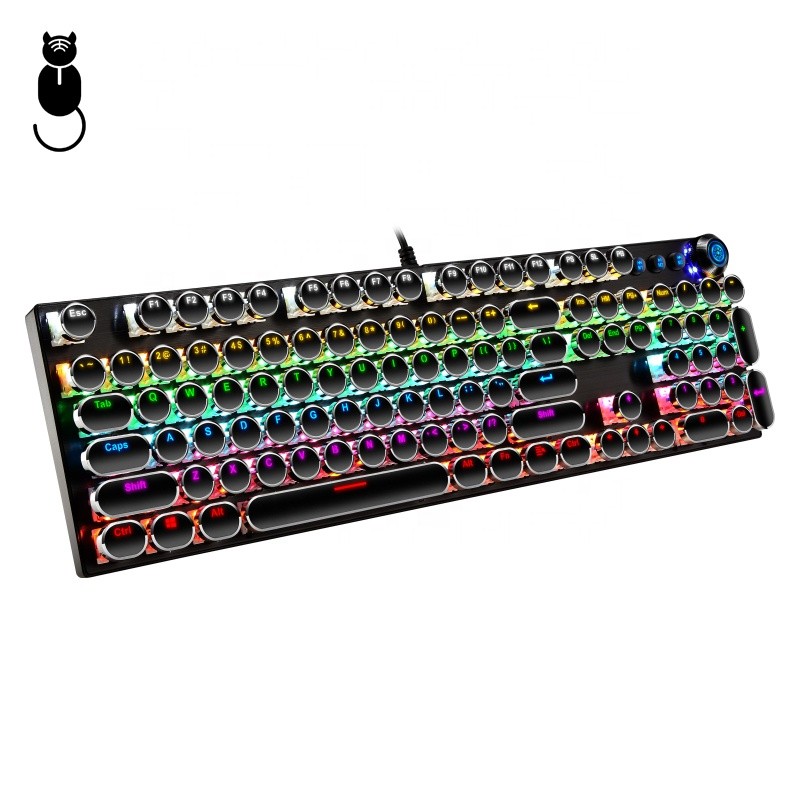 Steampunk Keyboard Factory - 104Key Metal Panel Gaming Mechanical Keyboard