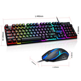 Wired Keyboard Mouse Set Manufacturer - USB Game Character Luminous Spanish