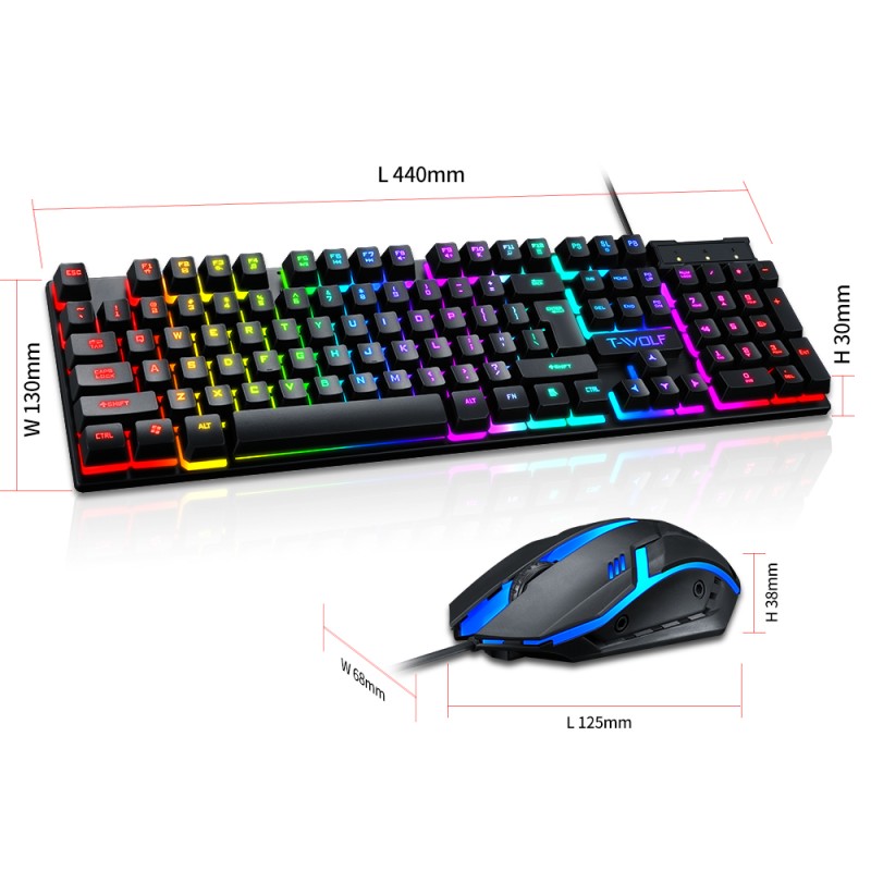 Wired Keyboard Mouse Set Manufacturer - USB Game Character Luminous Spanish