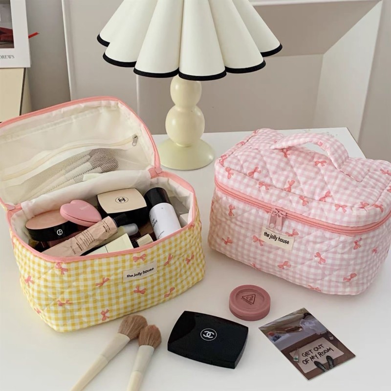 Makeup Bag Factory - Striped Bow Eco-Friendly Polyester