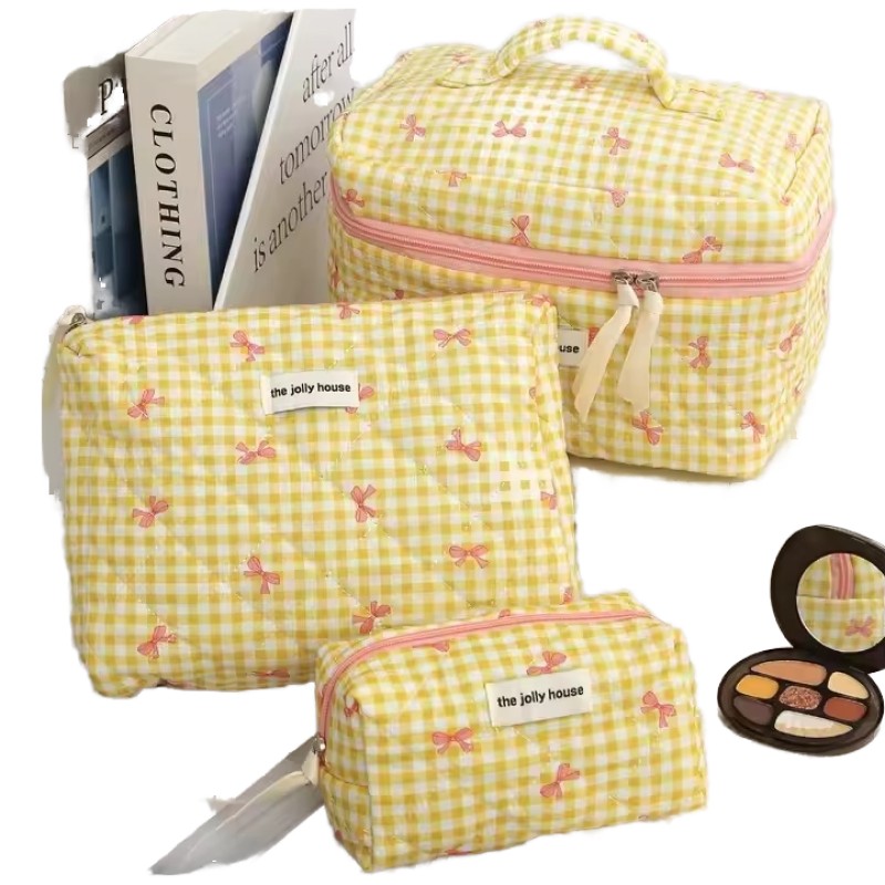 Makeup Bag Factory - Striped Bow Eco-Friendly Polyester