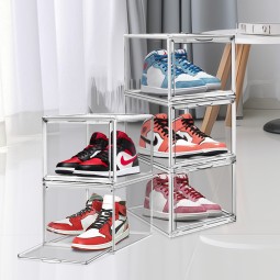 Shoe Box Manufacturer - Modern Plastic Drop Front Stackable Organizer