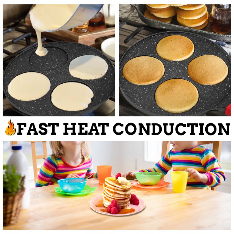 Egg Frying Pan Factory - USA Stock Mini Pancake Non Stick 4 Hole
