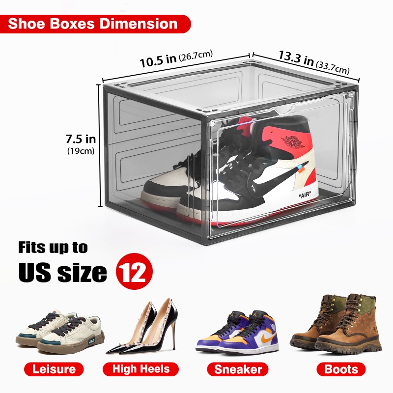 Sneaker Storage Box Manufacturer - 10 Pack Stackable Front Magnetic Door