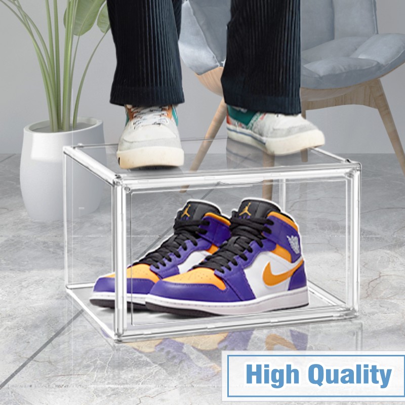 Plastic Shoe Case Manufacturer - Magnetic Door Foldable Clear Sneaker Crate